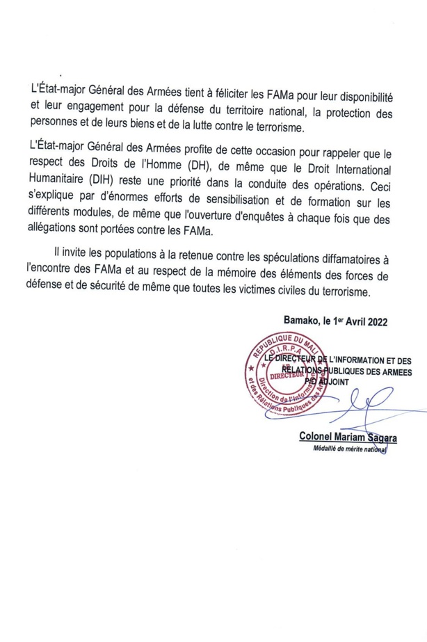 Région de Mopti : L’armée malienne neutralise 203 terroristes Région de Mopti : L’armée malienne neutralise 203 terroristes