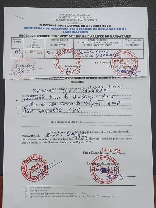 La liste de BBY pour les élections législatives est irrecevable La liste de BBY pour les élections législatives est irrecevable