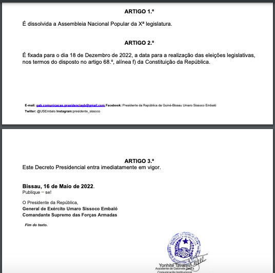 Guinée Bissau: le Président Embalo dissout le Parlement