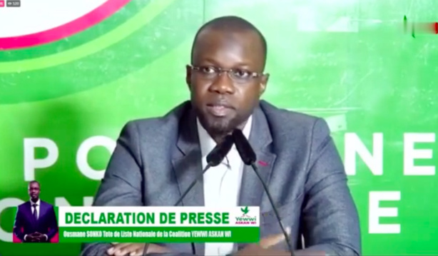 Liste nationale de Yewwi Askan Wi : Ousmane Sonko annonce une mauvaise nouvelle... Liste nationale de Yewwi Askan Wi : Ousmane Sonko annonce une mauvaise nouvelle...
