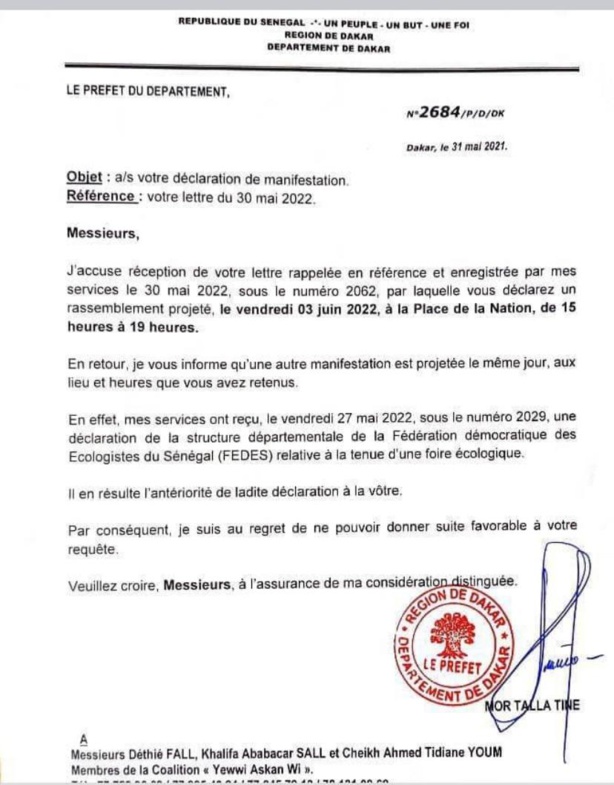 Dakar : La manifestation de Yewwi Askan Wi interdite