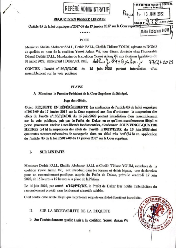 Vers l'autorisation de la marche de Yewwi Askan Wi ? Vers l'autorisation de la marche de Yewwi Askan Wi ?