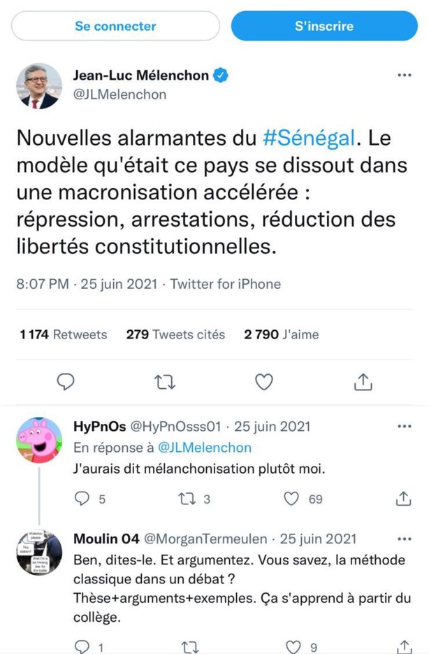 Diffamations et injures : une plainte de Mélenchon contre Benno Book Yaakaar? Diffamations et injures : une plainte de Mélenchon contre Benno Book Yaakaar?