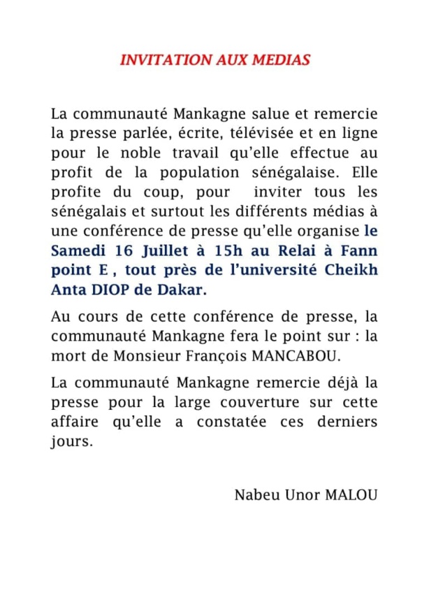 Mort de François Mancabou : La communauté "Mangagne" entre en action ce samedi