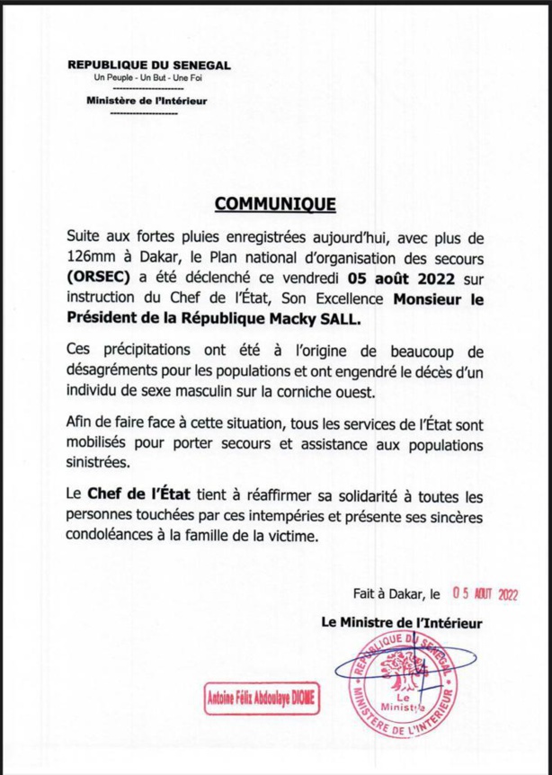 Pluies diluviennes à Dakar : Le Président Macky Sall déclenche le Plan ORSEC Pluies diluviennes à Dakar : Le Président Macky Sall déclenche le Plan ORSEC