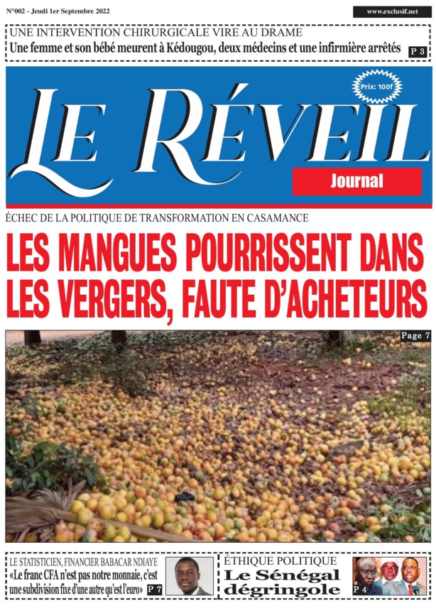 Le Quotidien "Le Réveil" du Jeudi O1 Septembre 2022 Le Quotidien "Le Réveil" du Jeudi O1 Septembre 2022