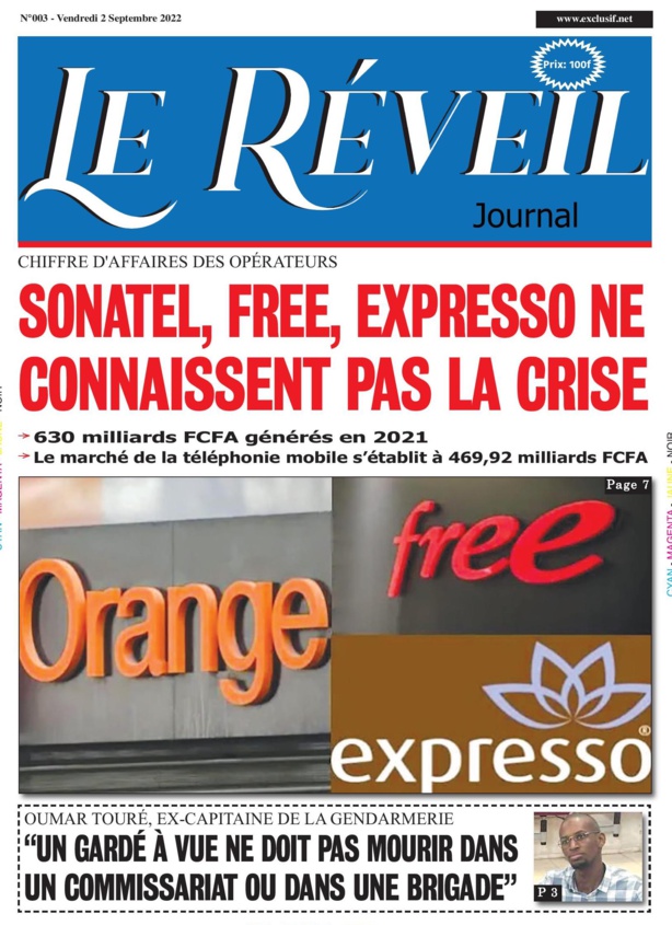 Le Quotidien "Le Réveil" du Vendredi 02 Septembre 2022