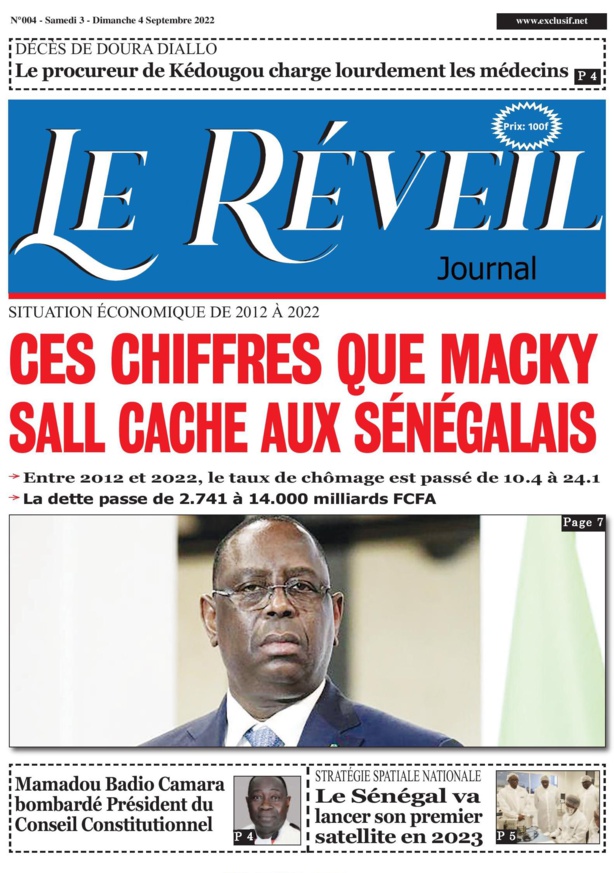 Le Quotidien "Le Réveil" du Samedi 03 Septembre 2022... Bon weekend!!!!