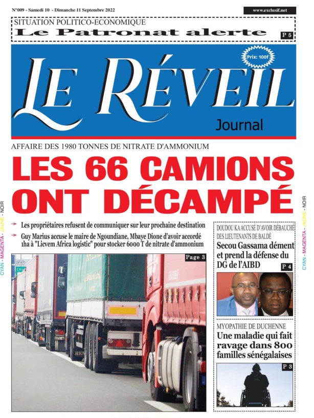 Le Quotidien "Le Réveil" du Samedi 10 Septembre 2022.