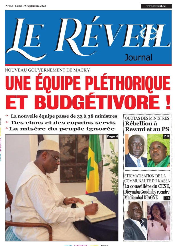 Le Quotidien "Le Réveil" du Lundi 19 Septembre 2022 Le Quotidien "Le Réveil" du Lundi 19 Septembre 2022