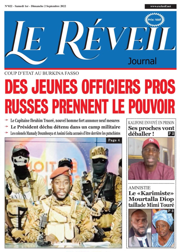 Le Quotidien "Le Réveil" du Samedi 01 Octobre 2022