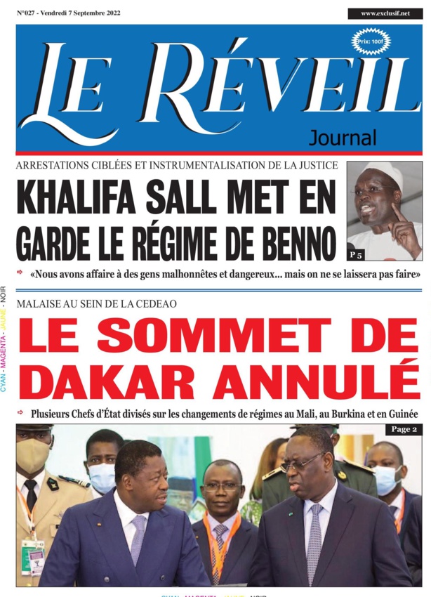 Le Quotidien "Le Réveil" du Vendredi 07 octobre 2022 Le Quotidien "Le Réveil" du Vendredi 07 octobre 2022