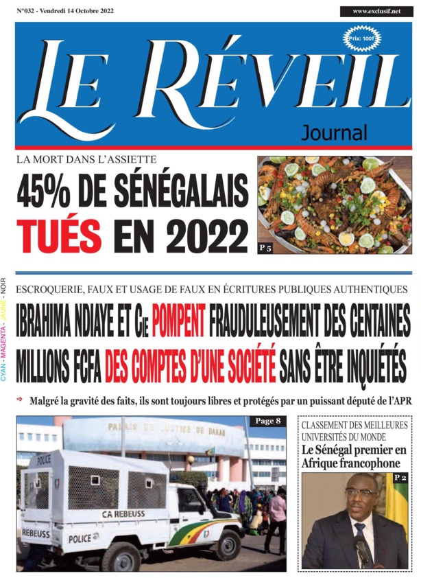Le Quotidien "Le Réveil" du Vendredi 14 Octobre 2022