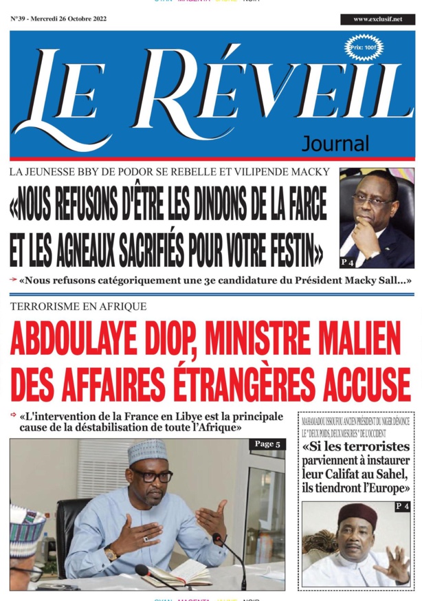 Le Quotidien "Le Réveil" du Mercredi 26 Octobre 2022