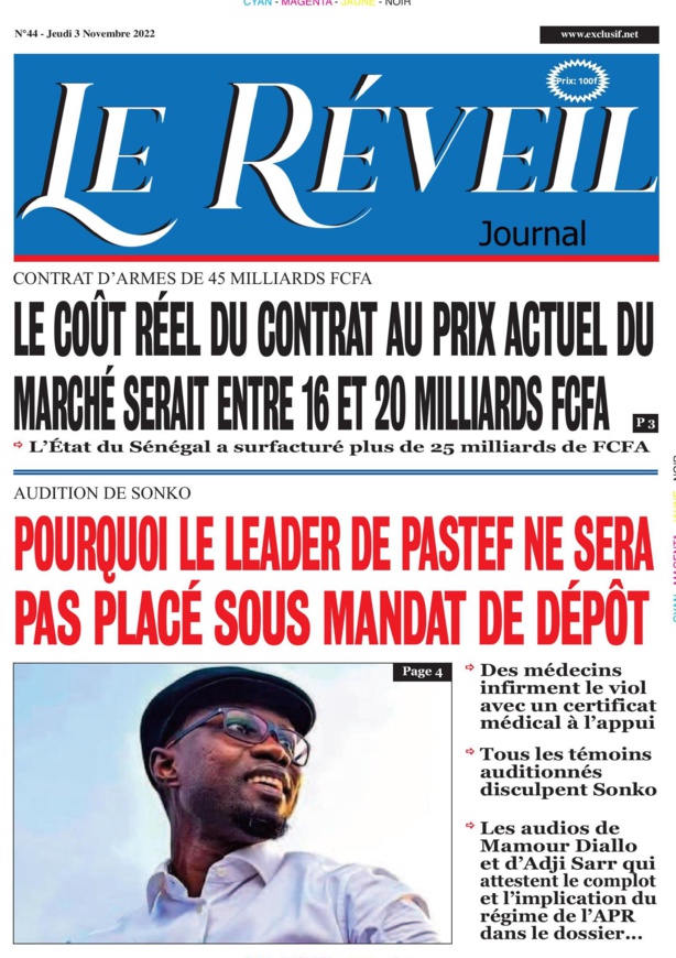 Le Quotidien « Le Réveil » du Jeudi 03 Novembre 2022
