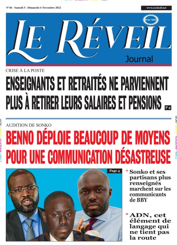 Le Quotidien "Le Réveil" du Samedi 05 Novembre 2022 Le Quotidien "Le Réveil" du Samedi 05 Novembre 2022