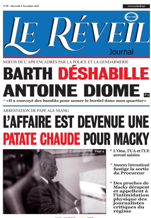 Le Quotidien "Le Réveil" du Mercredi 09 Novembre 2022