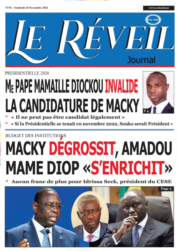 Le Quotidien "Le Réveil" du Vendredi 18 Novembre 2022 Le Quotidien "Le Réveil" du Vendredi 18 Novembre 2022