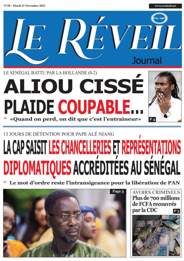 Le Quotidien "Le Réveil "du mardi 22 novembre 2022