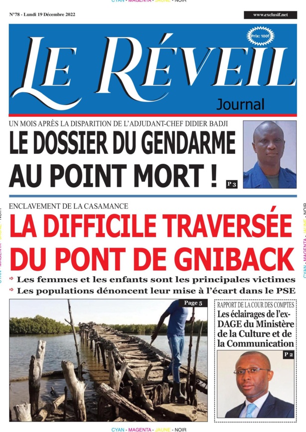 La "UNE "du Quotidien "Le Réveil" du 19 Décembre 2022 La "UNE "du Quotidien "Le Réveil" du 19 Décembre 2022