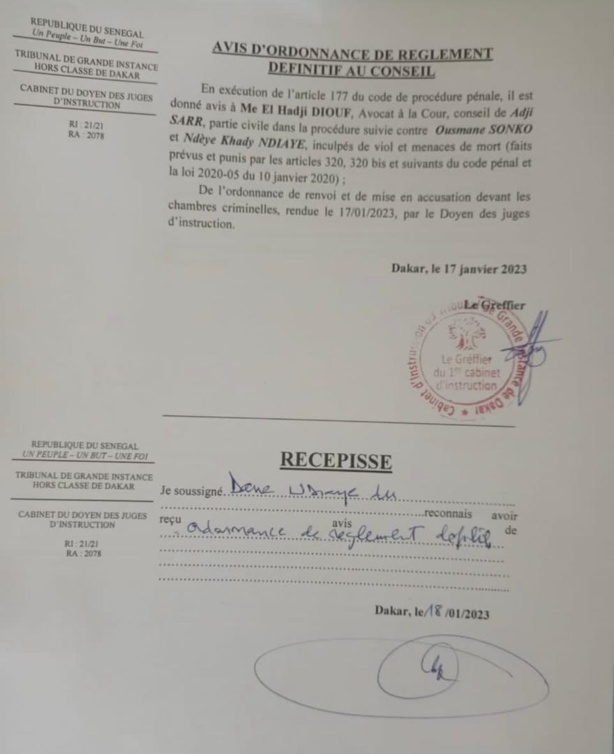 Affaire Sweety Beauty : Le Doyen des juges renvoie Sonko et Ndeye Khady Ndiaye devant la Chambre criminelle Affaire Sweety Beauty : Le Doyen des juges renvoie Sonko et Ndeye Khady Ndiaye devant la Chambre criminelle