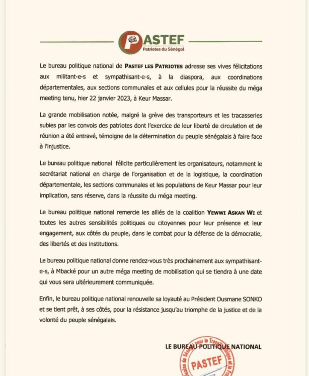 Méga meeting de mobilisation : la ville de Mbacké, est la prochaine destination de Sonko Méga meeting de mobilisation : la ville de Mbacké, est la prochaine destination de Sonko