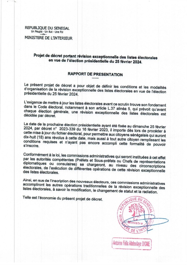 Présidentielle 2024: Révision exceptionnelle des listes électorales du 06 avril au 06 mai 2023 Présidentielle 2024: Révision exceptionnelle des listes électorales du 06 avril au 06 mai 2023