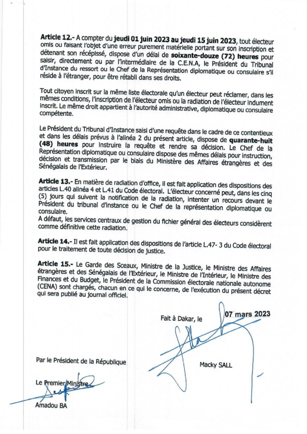 Présidentielle 2024: Révision exceptionnelle des listes électorales du 06 avril au 06 mai 2023 Présidentielle 2024: Révision exceptionnelle des listes électorales du 06 avril au 06 mai 2023