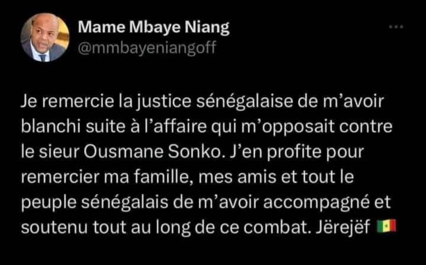 Procès Prodac : Niang supprime son tweet où il se réjouissait de la décision rendue par le juge Procès Prodac : Niang supprime son tweet où il se réjouissait de la décision rendue par le juge