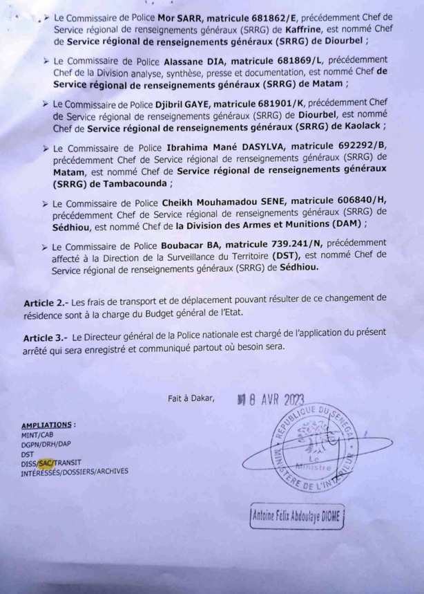 Antoine DIOME chamboule les Renseignements Généraux (DOCUMENTS)