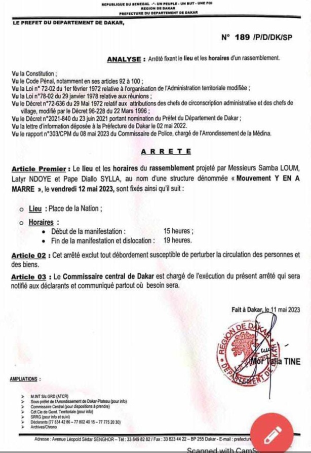 La manifestation du "F24" autorisée ! (Document) La manifestation du "F24" autorisée ! (Document)