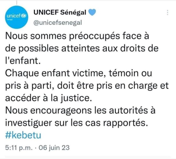 Un enfant bouclier des FDS : l’UNICEF met la pression sur Macky et demande une enquête Un enfant bouclier des FDS : l’UNICEF met la pression sur Macky et demande une enquête