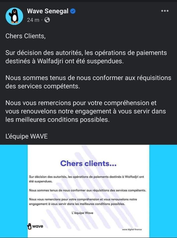 Suspension de la collecte de fonds pour le Groupe Walfadjri : Les explications de la direction de "WAVE"