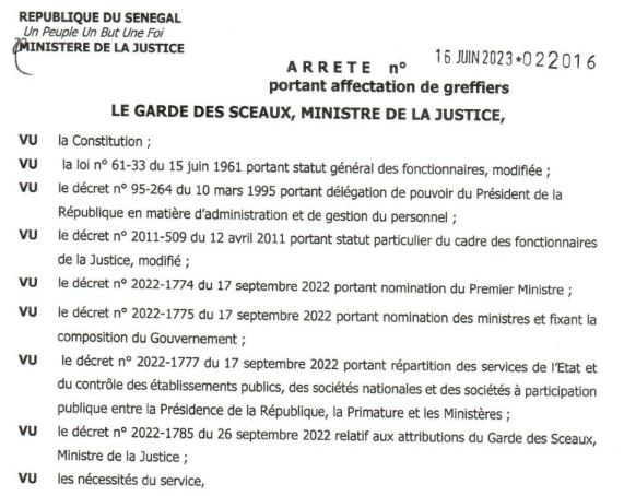  Le ministère de la Justice a opéré un vaste mouvement au sein du greffe (DOCUMENTS)