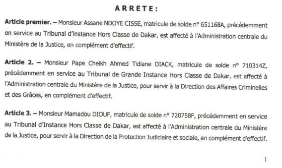  Le ministère de la Justice a opéré un vaste mouvement au sein du greffe (DOCUMENTS)