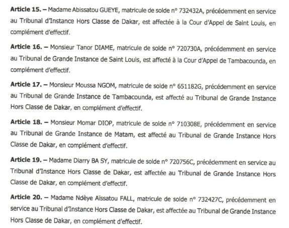  Le ministère de la Justice a opéré un vaste mouvement au sein du greffe (DOCUMENTS)