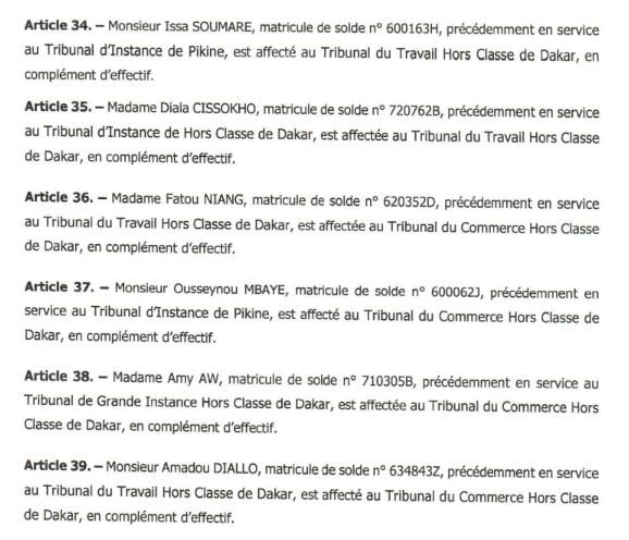  Le ministère de la Justice a opéré un vaste mouvement au sein du greffe (DOCUMENTS)