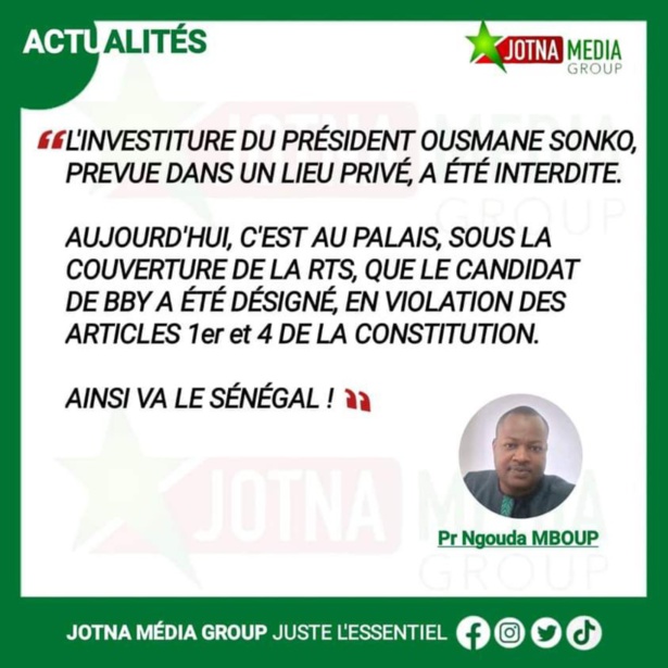 Désignation du candidat de BBY : Ngouda Mboup s’offusque de la couverture de l'événement par la RTS 