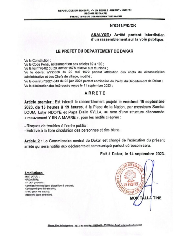 Rassemblement ce vendredi : le Préfet de Dakar bunkerise la Place de la Nation Rassemblement ce vendredi : le Préfet de Dakar bunkerise la Place de la Nation