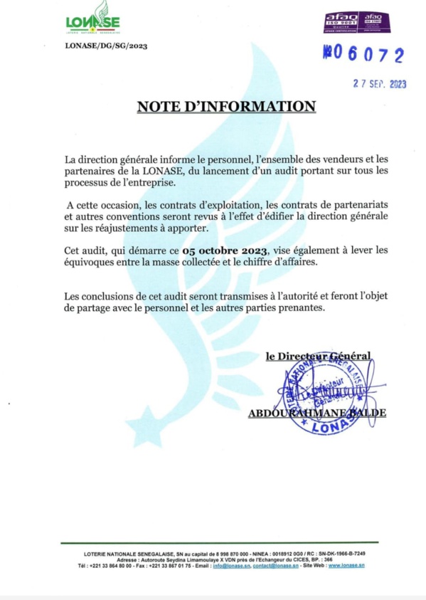 LONASE : Abdourahmane Baldé va auditer la gestion de Lat Diop