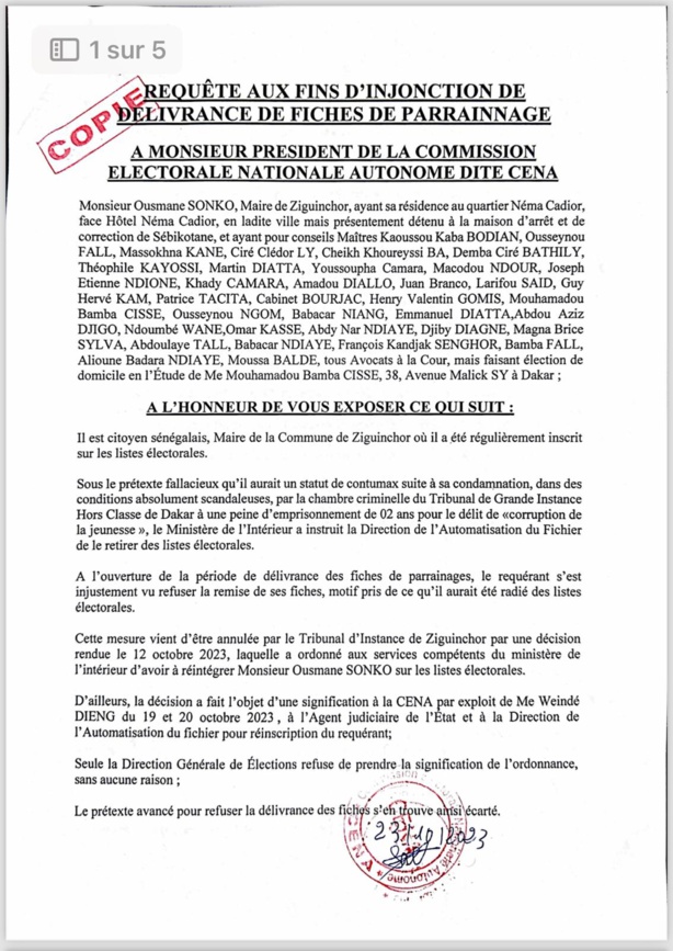 Dessaisissement de la DGE : Le collectif des avocats de Sonko a saisi la CENA Dessaisissement de la DGE : Le collectif des avocats de Sonko a saisi la CENA