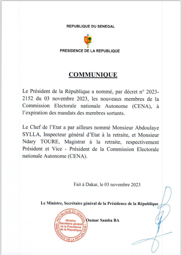 CENA : Le Président Doudou Ndir limogé