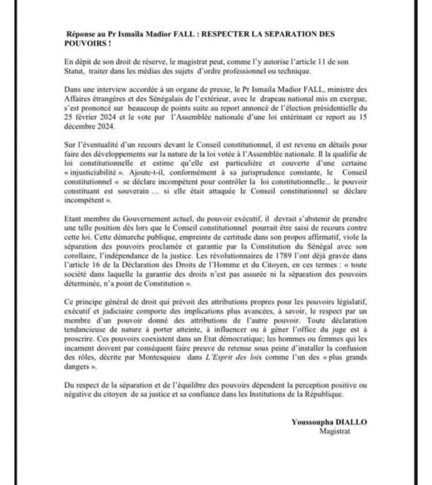Le procureur Youssoupha Diallo recadre Madior Fall: "Il devrait s’abstenir de prendre une telle position dès lors que le Conseil constitutionnel pourrait..." Le procureur Youssoupha Diallo recadre Madior Fall: "Il devrait s’abstenir de prendre une telle position dès lors que le Conseil constitutionnel pourrait..."