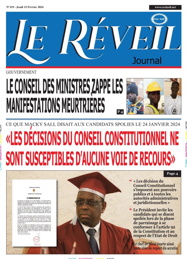 Le Réveil Quotidien du Jeudi 15 février 2024