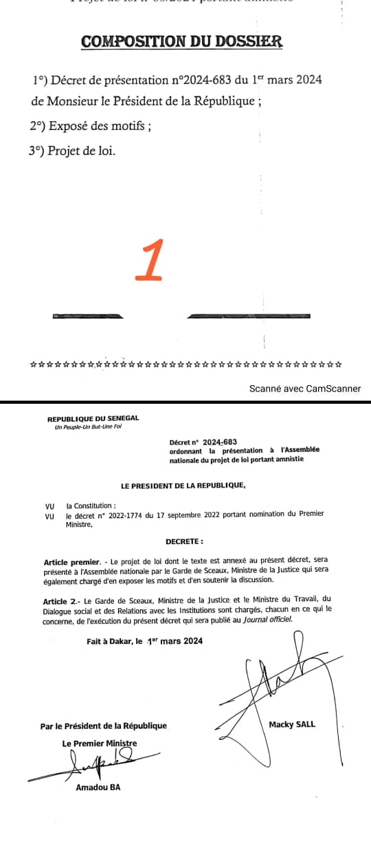 Loi d'amnistie : Macky Sall dévoile les motifs (DOCUMENTS)