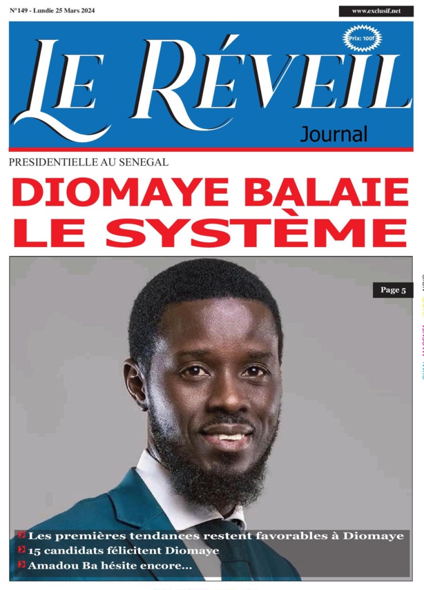 La Une du journal le Reveil du Lundi 25 mars 2024 La Une du journal le Reveil du Lundi 25 mars 2024