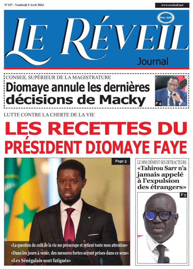 La Une du journal le Reveil du 05 Mars 2024 La Une du journal le Reveil du 05 Mars 2024