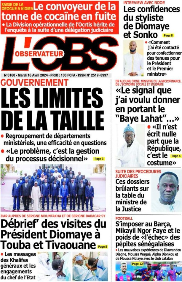 La Une du journal le réveil du Mardi 16 avril 2024 La Une du journal le réveil du Mardi 16 avril 2024