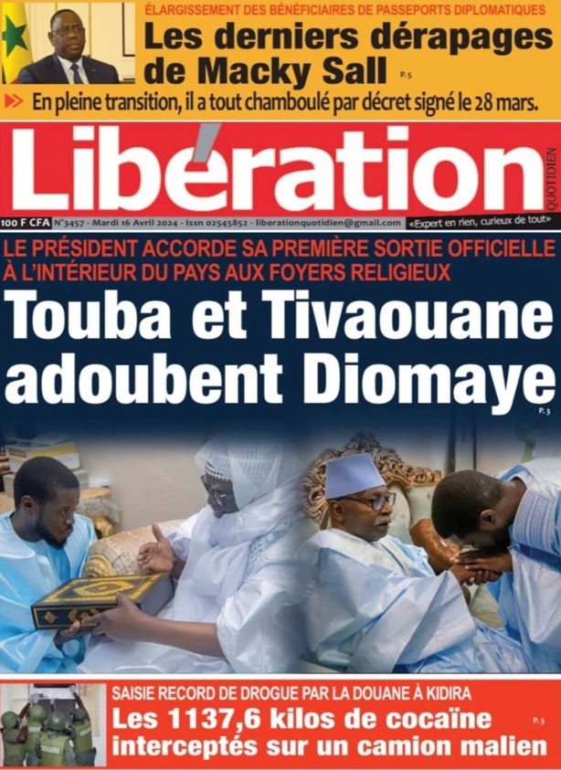 La Une du journal le réveil du Mardi 16 avril 2024 La Une du journal le réveil du Mardi 16 avril 2024