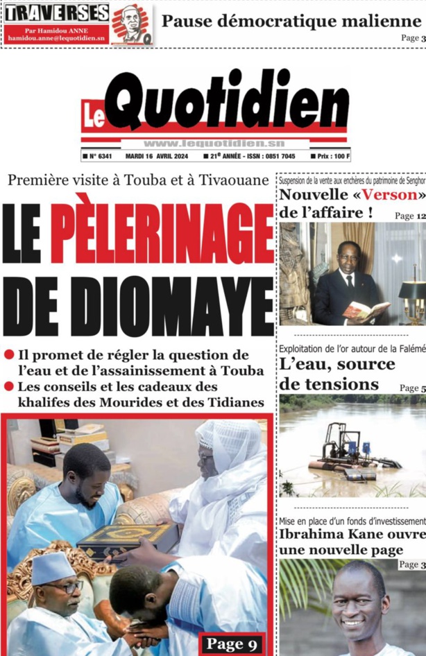 La Une du journal le réveil du Mardi 16 avril 2024 La Une du journal le réveil du Mardi 16 avril 2024